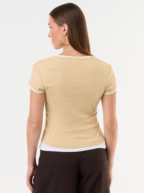 T-Shirt mit 2-in-1-Effekt, Kurzarm - Kiabi