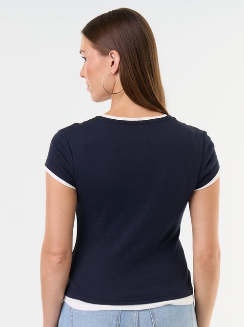 T-Shirt mit 2-in-1-Effekt, Kurzarm - Kiabi