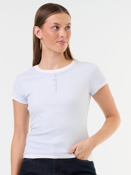 T-Shirt mit 2-in-1-Effekt, Kurzarm - Kiabi