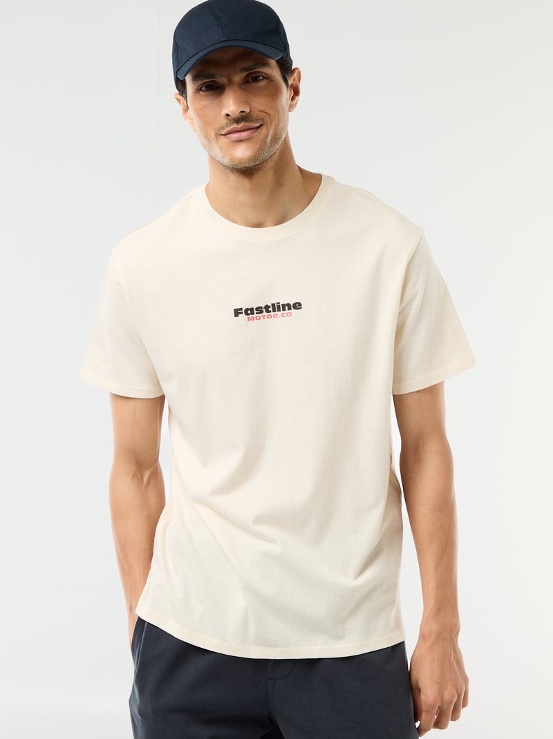 T-Shirt mit ausgefallenem Druck Ecru - Kiabi