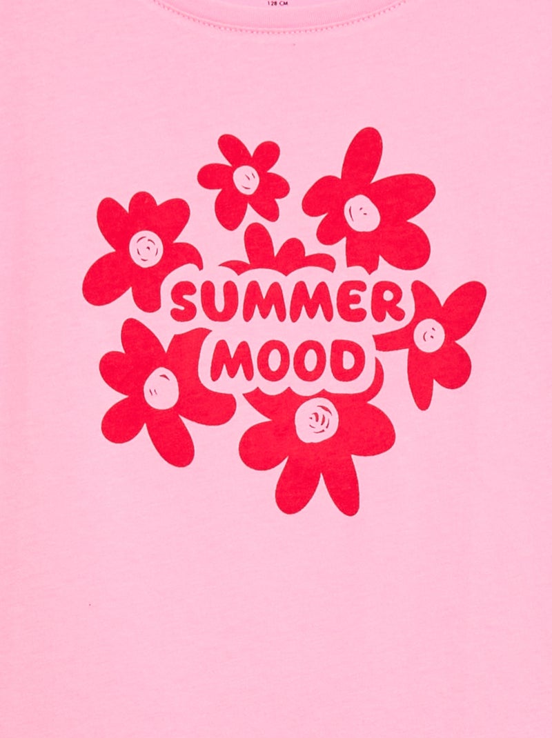 T-Shirt mit Botschaftsaufdruck und kurzen Ärmeln Rosa - Kiabi