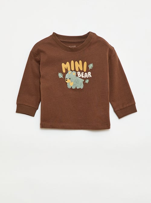 T-Shirt mit Bouclé-Strick und Motiv - Kiabi