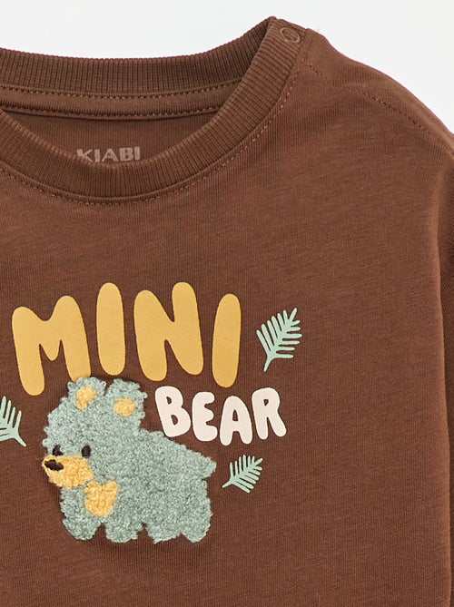 T-Shirt mit Bouclé-Strick und Motiv - Kiabi