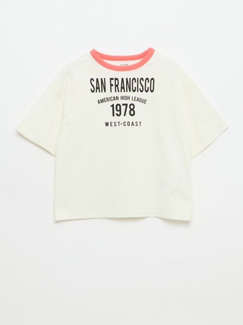 T-Shirt mit fantasievollem Aufdruck, Kurzarm und kontrastierenden Einfassungen - Kiabi