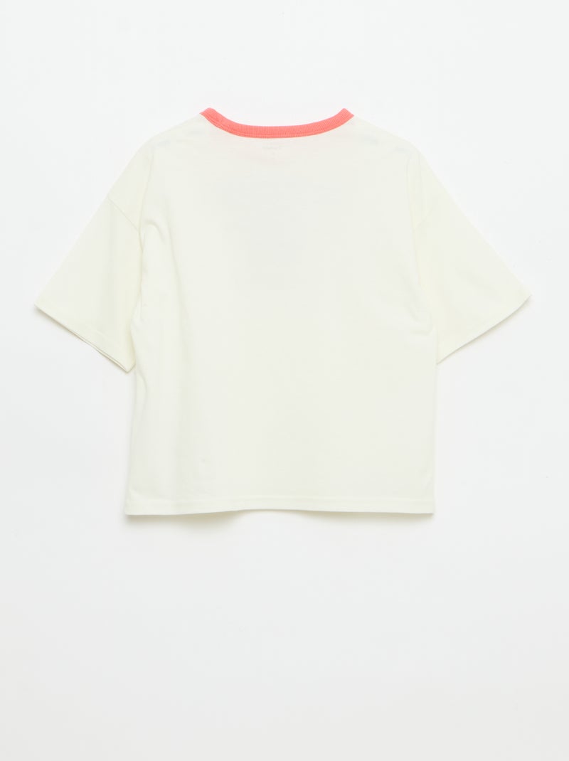 T-Shirt mit fantasievollem Aufdruck, Kurzarm und kontrastierenden Einfassungen Weiß - Kiabi