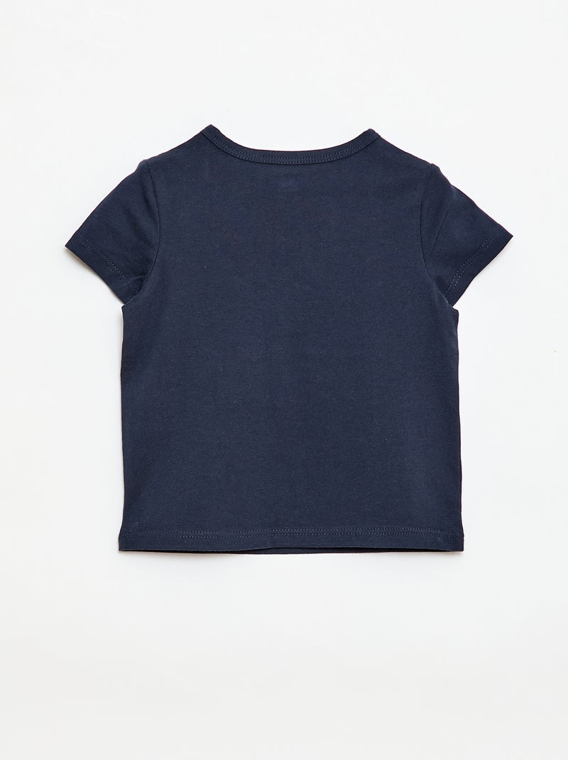T-Shirt mit geknöpftem Henley-Ausschnitt Blau - Kiabi