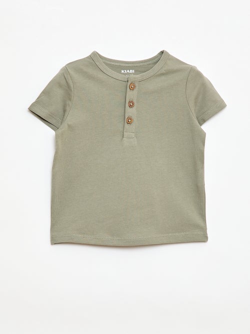 T-Shirt mit geknöpftem Henley-Ausschnitt - Kiabi