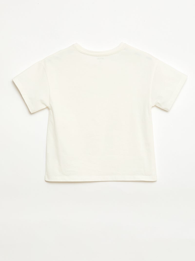 T-Shirt mit Makramee-Blumen Weiß - Kiabi