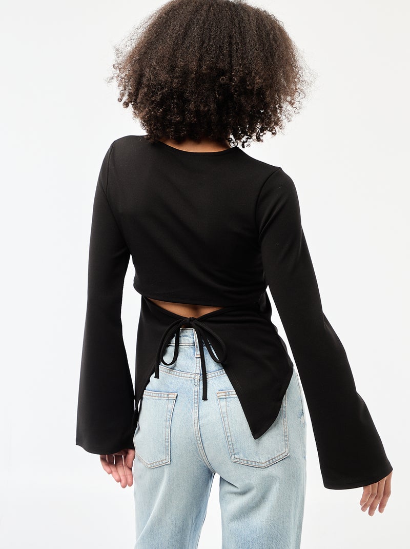 T-Shirt mit offenem Rückenbereich Schwarz - Kiabi