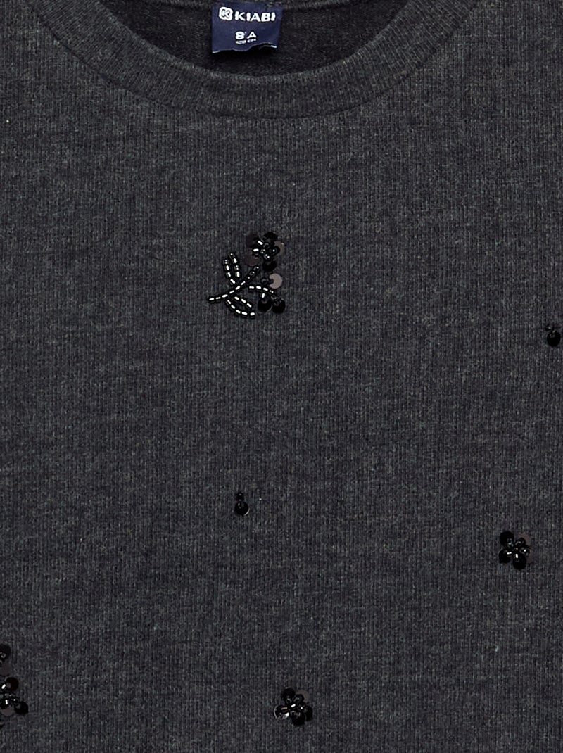 T-Shirt mit Perlen-Details Dunkelgrau/Anthrazit - Kiabi
