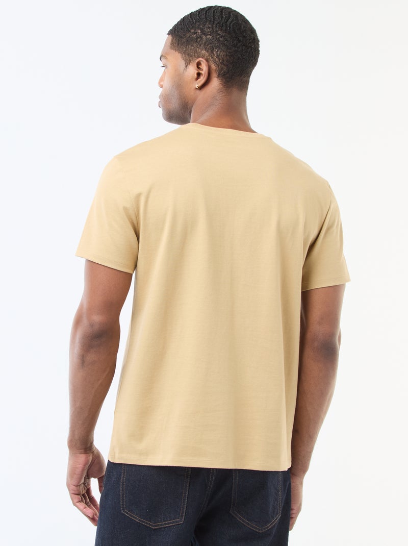 T-Shirt mit Rundhalsausschnitt aus Baumwolle - Tough Cotton™ Beige - Kiabi