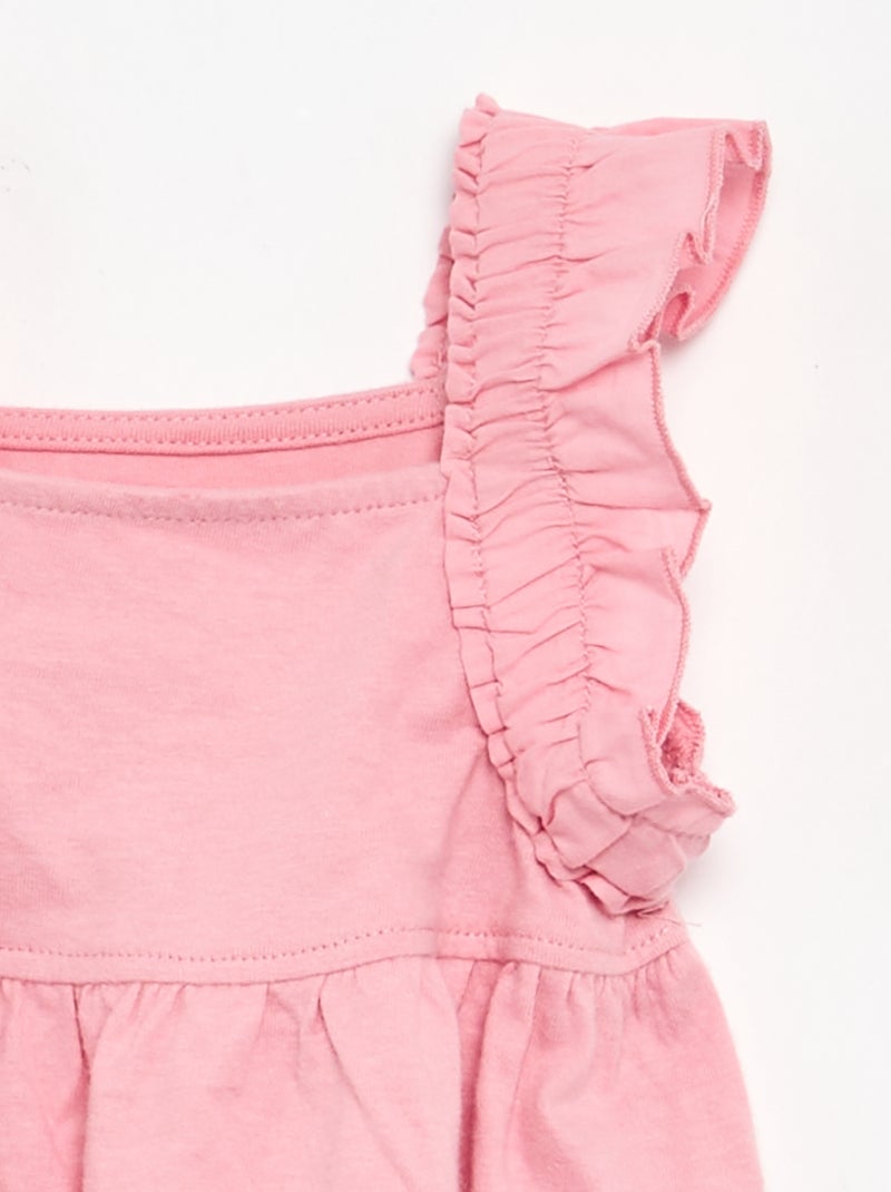 T-Shirt mit Rüschenträgern Rosa - Kiabi