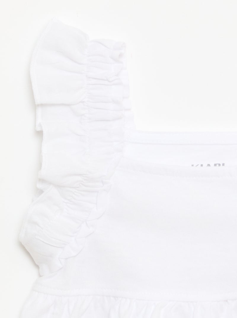T-Shirt mit Rüschenträgern Weiß - Kiabi
