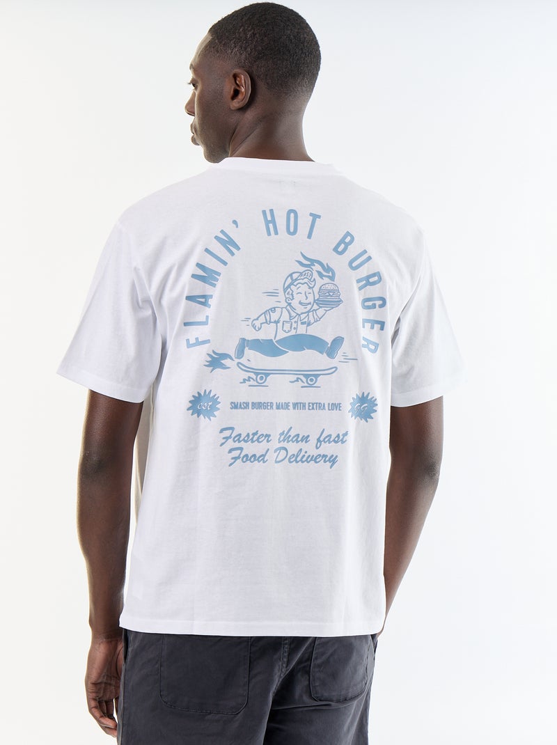 T-Shirt mit Stickereien, Kurzarm Weiß - Kiabi