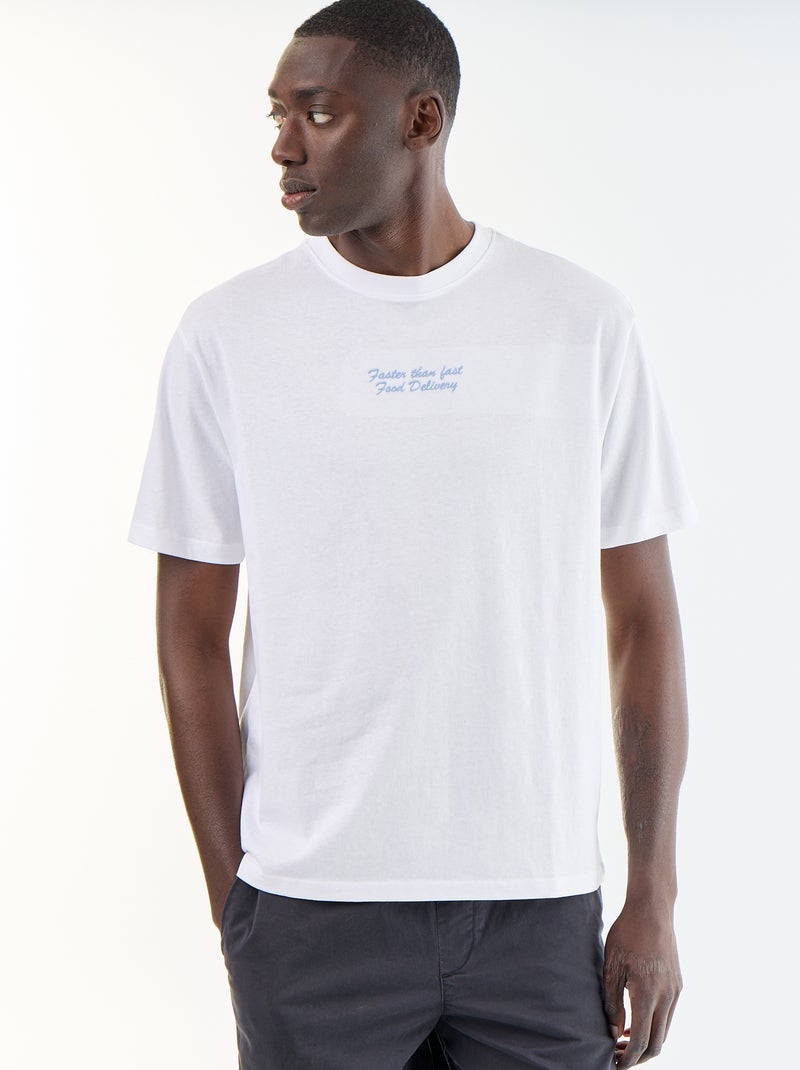 T-Shirt mit Stickereien, Kurzarm Weiß - Kiabi
