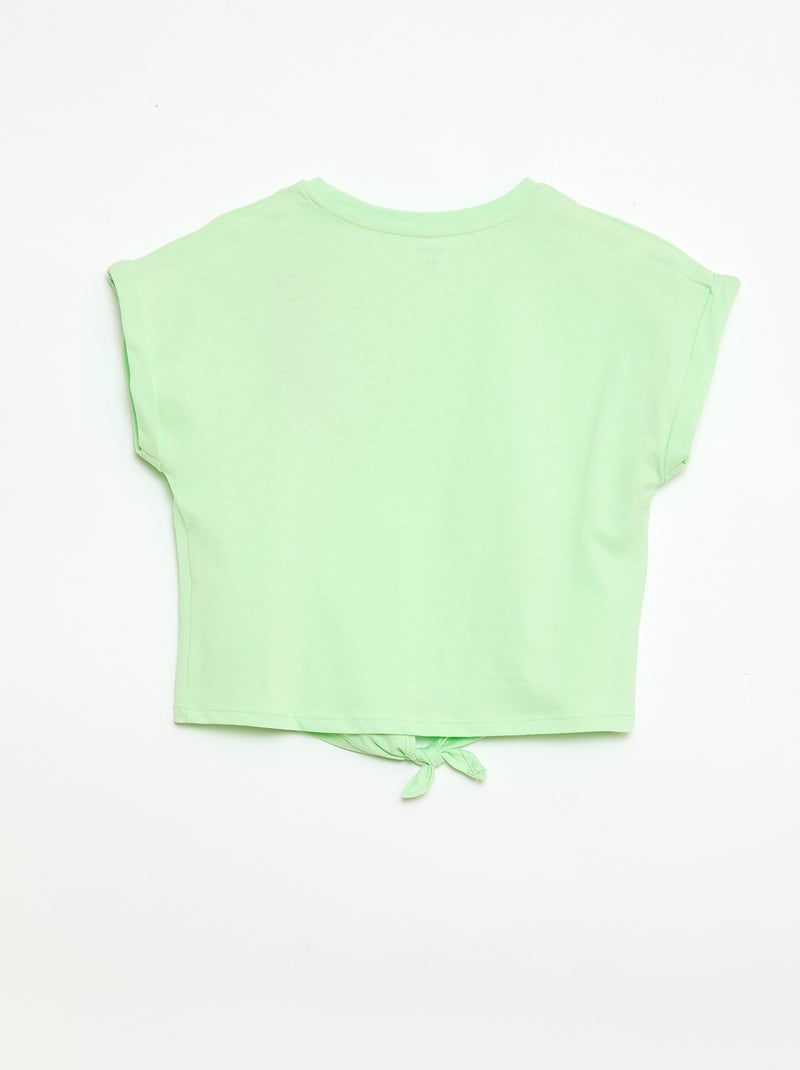 T-Shirt mit Taillenschleife Grün - Kiabi