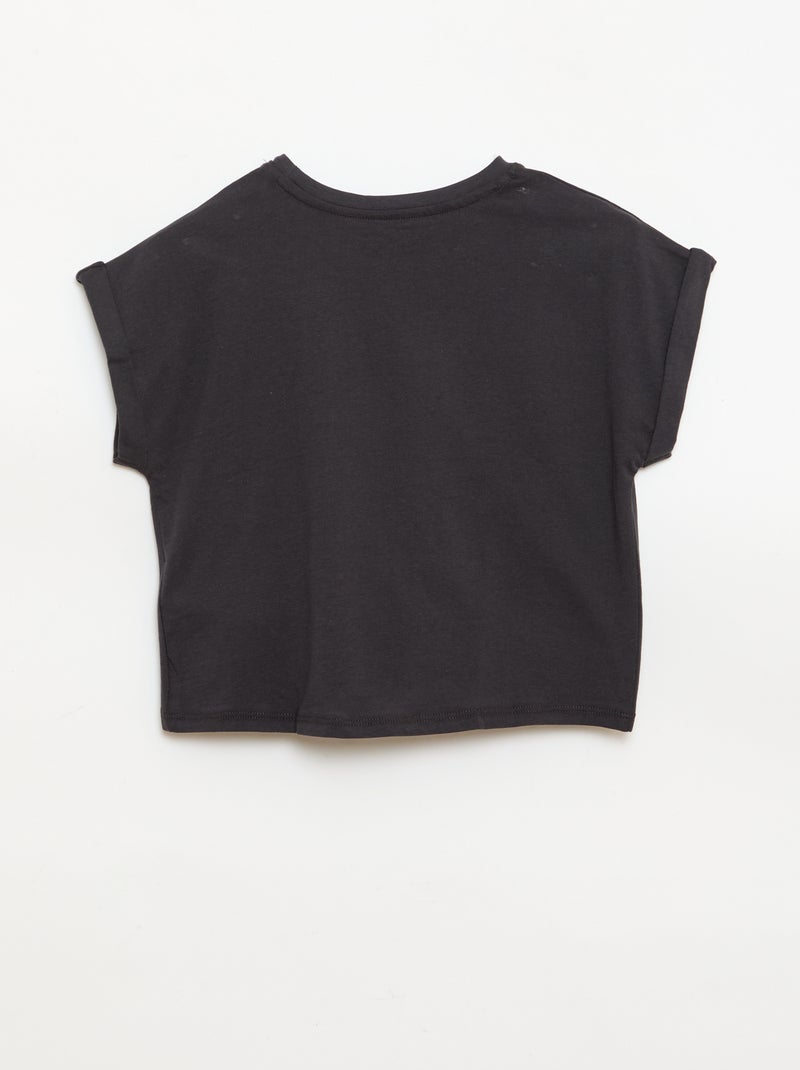 T-Shirt mit Taillenschleife Schwarz - Kiabi