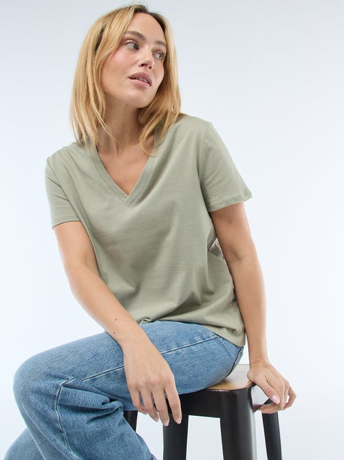 T-Shirt mit V-Ausschnitt - Kiabi