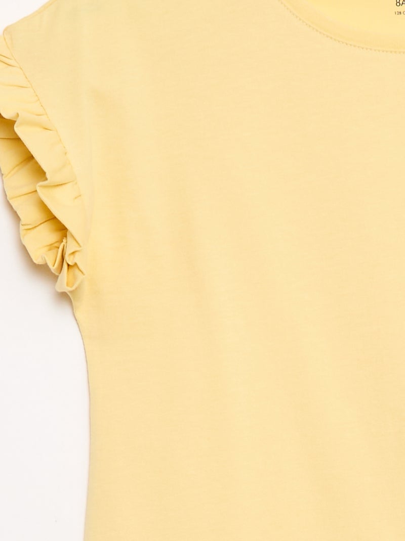 T-Shirt mit Volantärmeln GELB - Kiabi