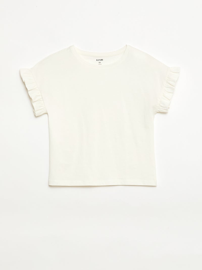 T-Shirt mit Volantärmeln Weiß - Kiabi