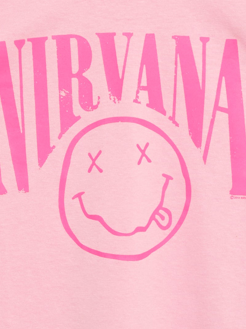 T-shirt 'Nirvana" à manches courtes Rose - Kiabi