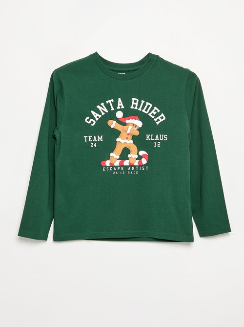 T-shirt 'Noël' à manches longues - Kiabi