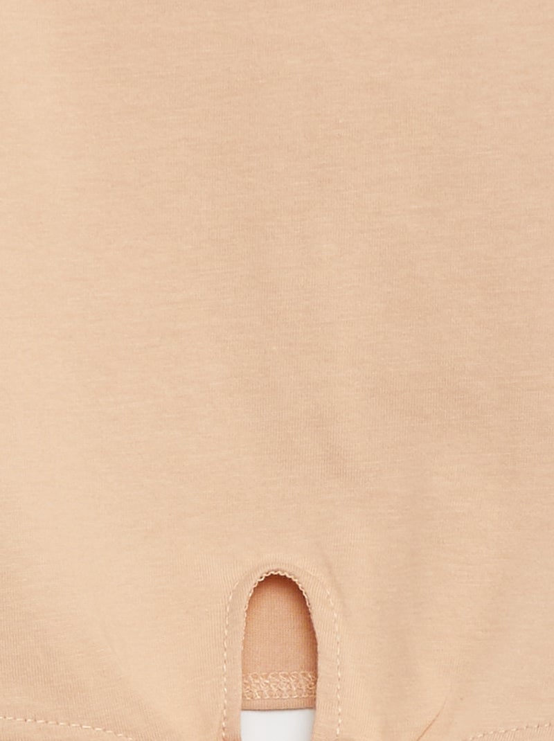 T-shirt noué avec manches courtes à volants BEIGE - Kiabi