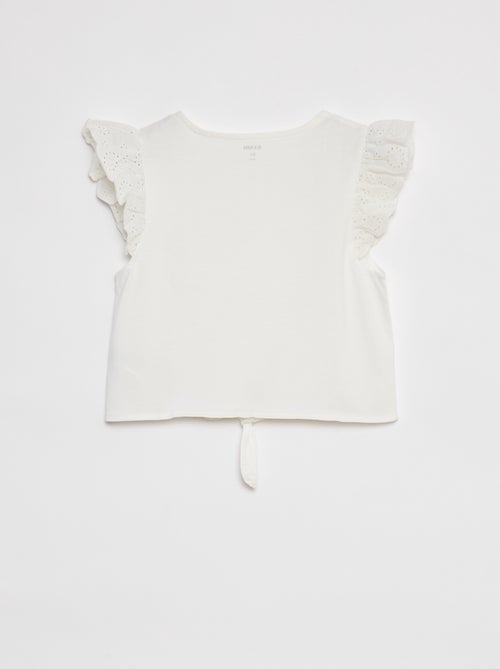 T-shirt noué avec manches courtes à volants - Kiabi