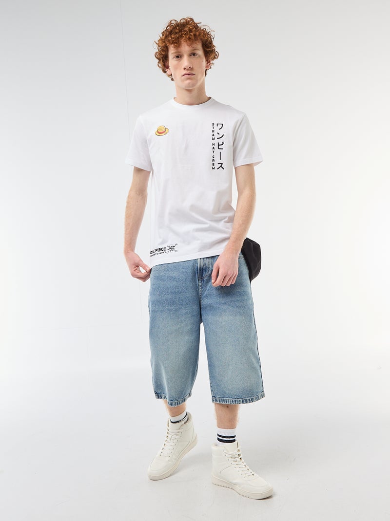 T-shirt 'One piece' en coton uni Blanc - Kiabi