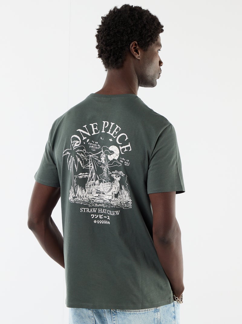 T-shirt 'One Piece' imprimé recto/verso Vert - Kiabi