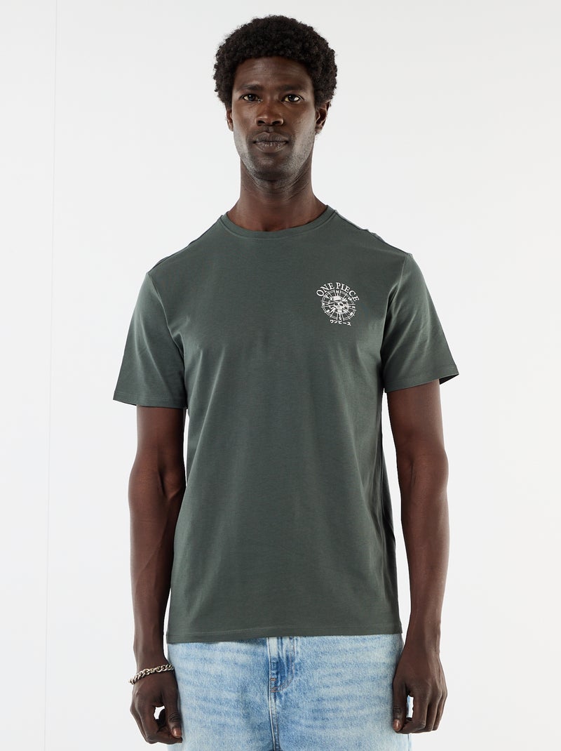 T-shirt 'One Piece' imprimé recto/verso Vert - Kiabi