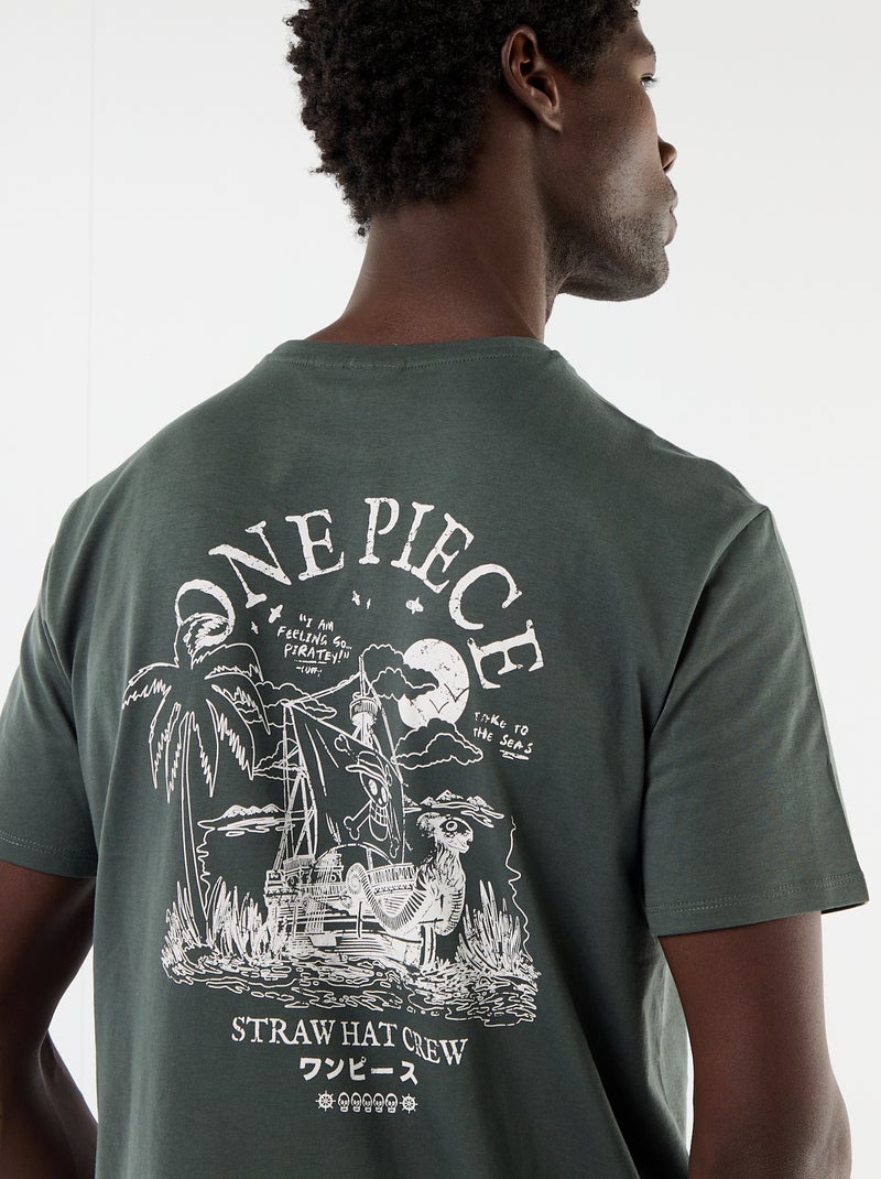T-shirt 'One Piece' imprimé recto/verso Vert - Kiabi