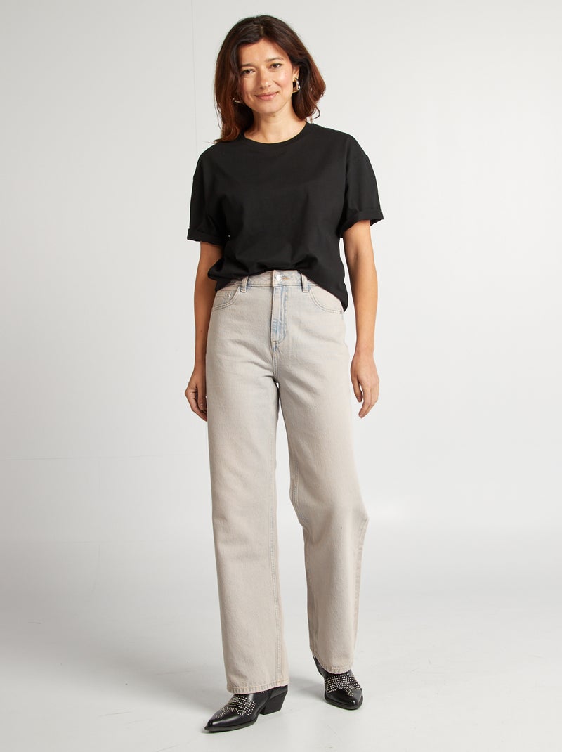 T-shirt oversize à col rond Noir - Kiabi