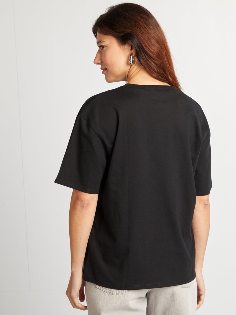 T-shirt oversize à col rond Noir - Kiabi