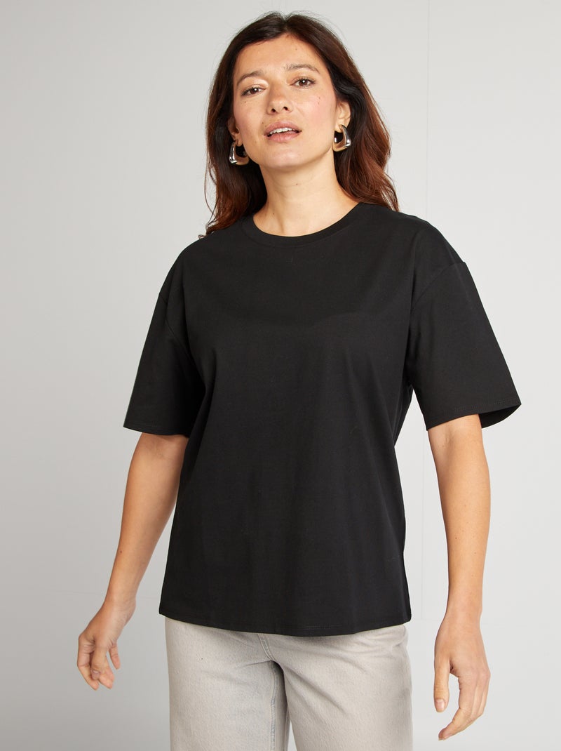T-shirt oversize à col rond Noir - Kiabi