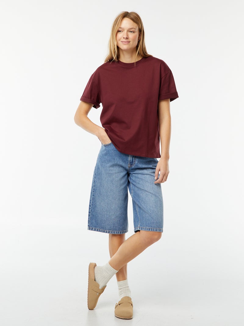 T-shirt oversize a girocollo rosso - Kiabi