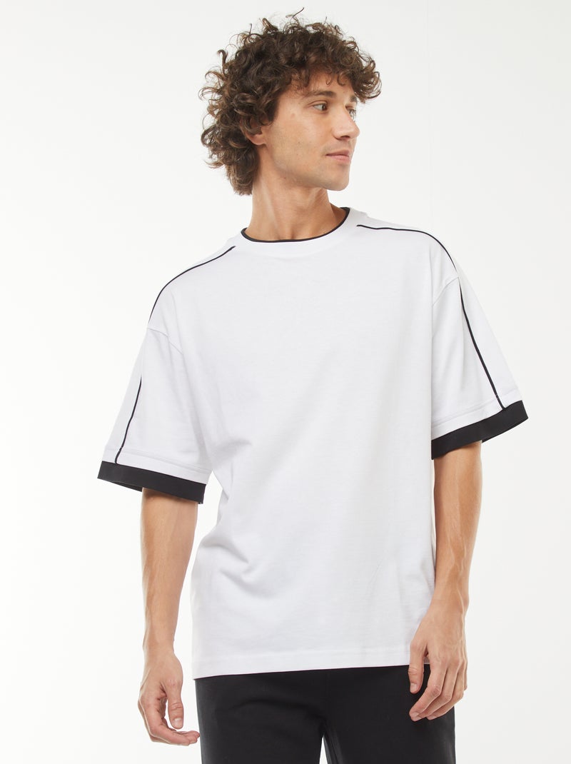 T-shirt oversize avec ligne Blanc - Kiabi