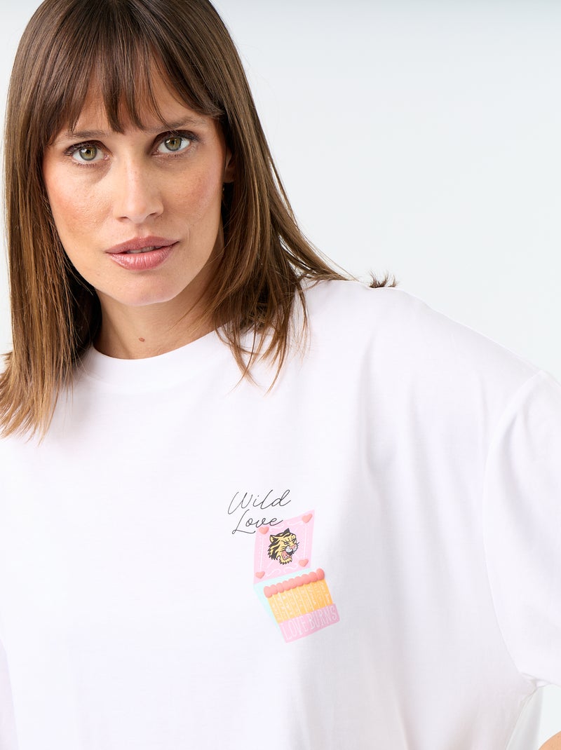 T-shirt oversize avec print au dos Blanc - Kiabi