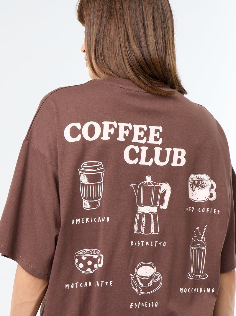 T-shirt oversize avec print au dos Marron - Kiabi