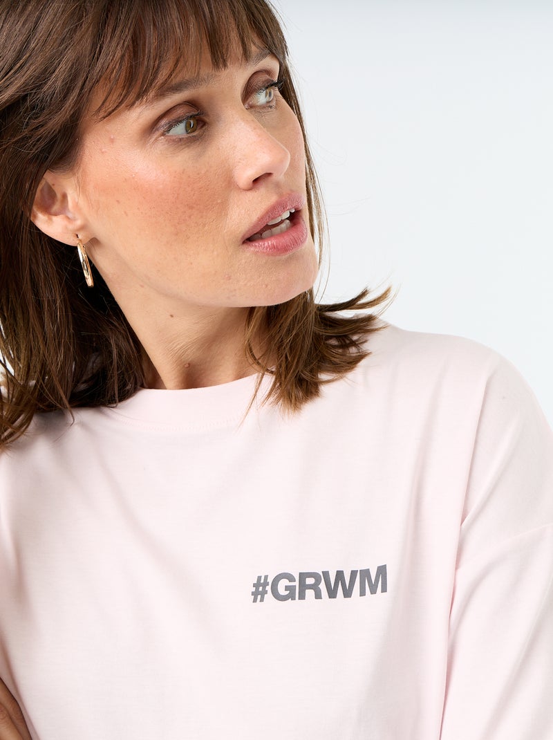 T-shirt oversize avec print au dos Rose - Kiabi