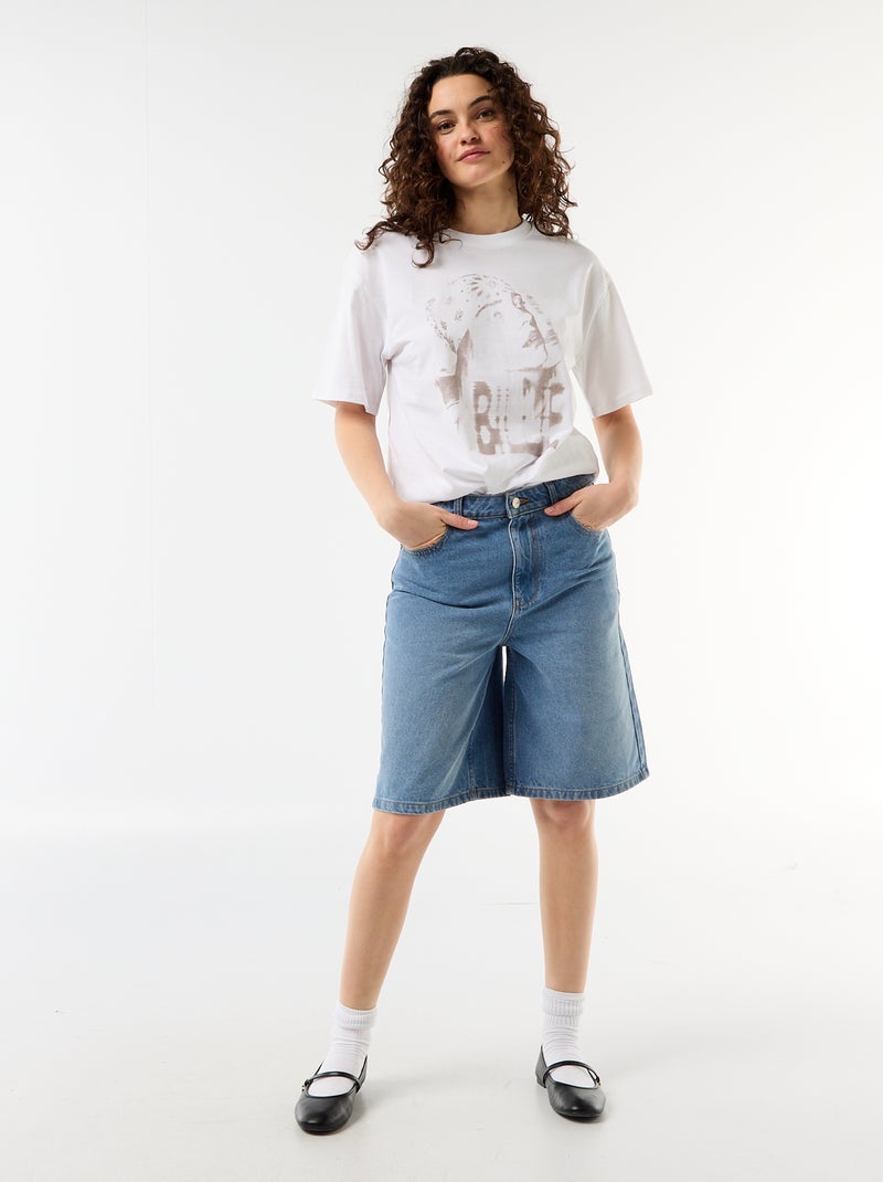 T-shirt oversize Billie Ellish à manches courtes Blanc - Kiabi