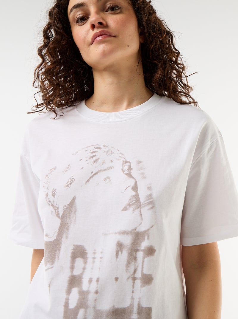 T-shirt oversize Billie Ellish à manches courtes Blanc - Kiabi
