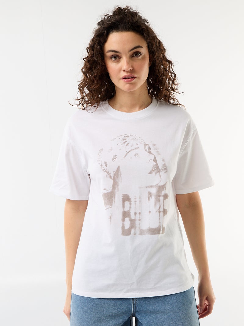 T-shirt oversize Billie Ellish à manches courtes Blanc - Kiabi