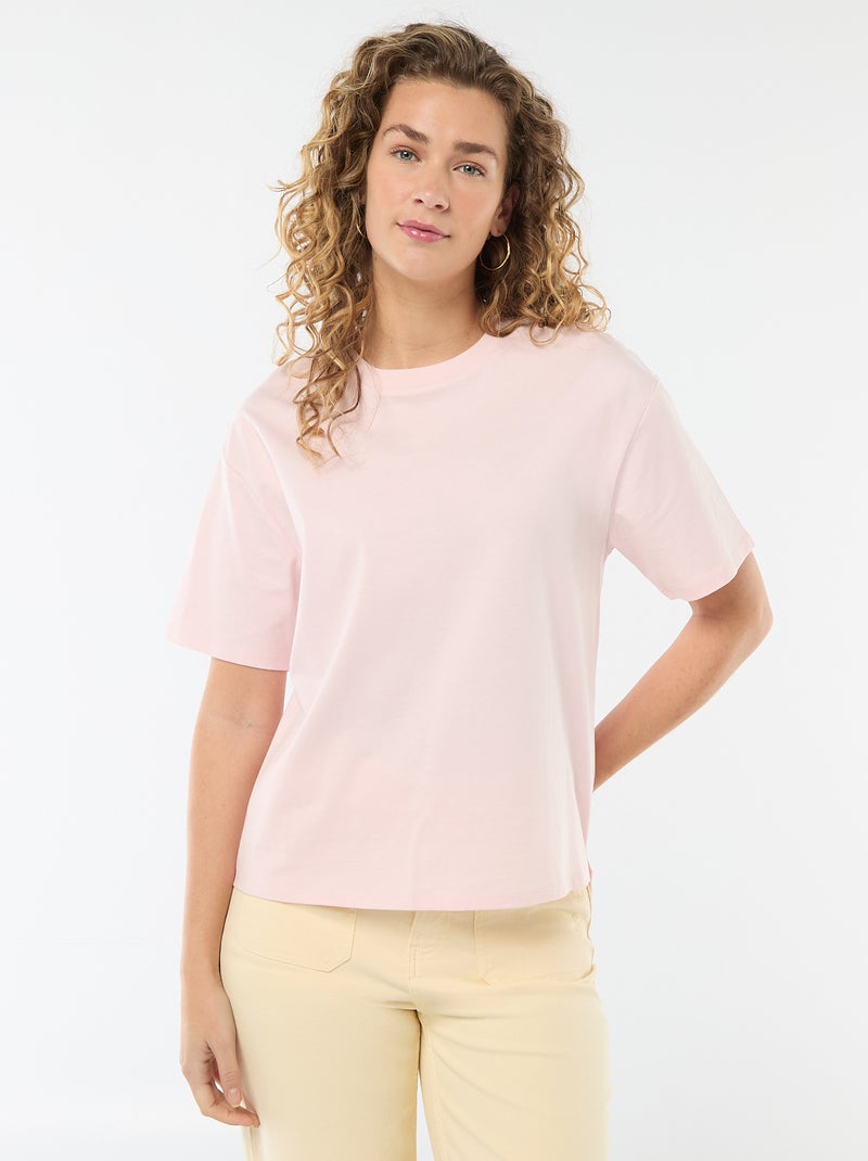 T-shirt oversize con scollo rotondo Rosa - Kiabi