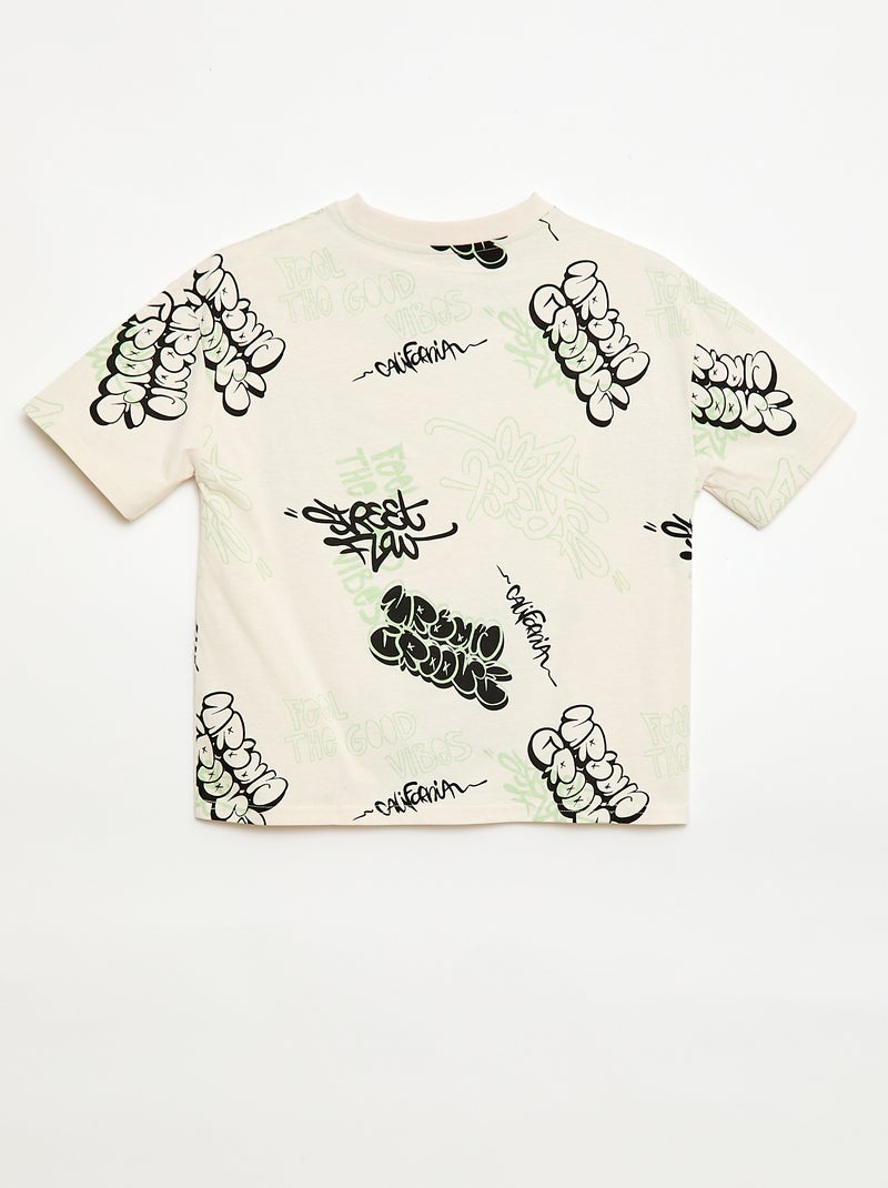 T-shirt oversize fantaisie Blanc - Kiabi