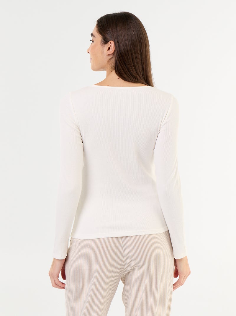 T-shirt pigiama in maglia a costine Bianco - Kiabi