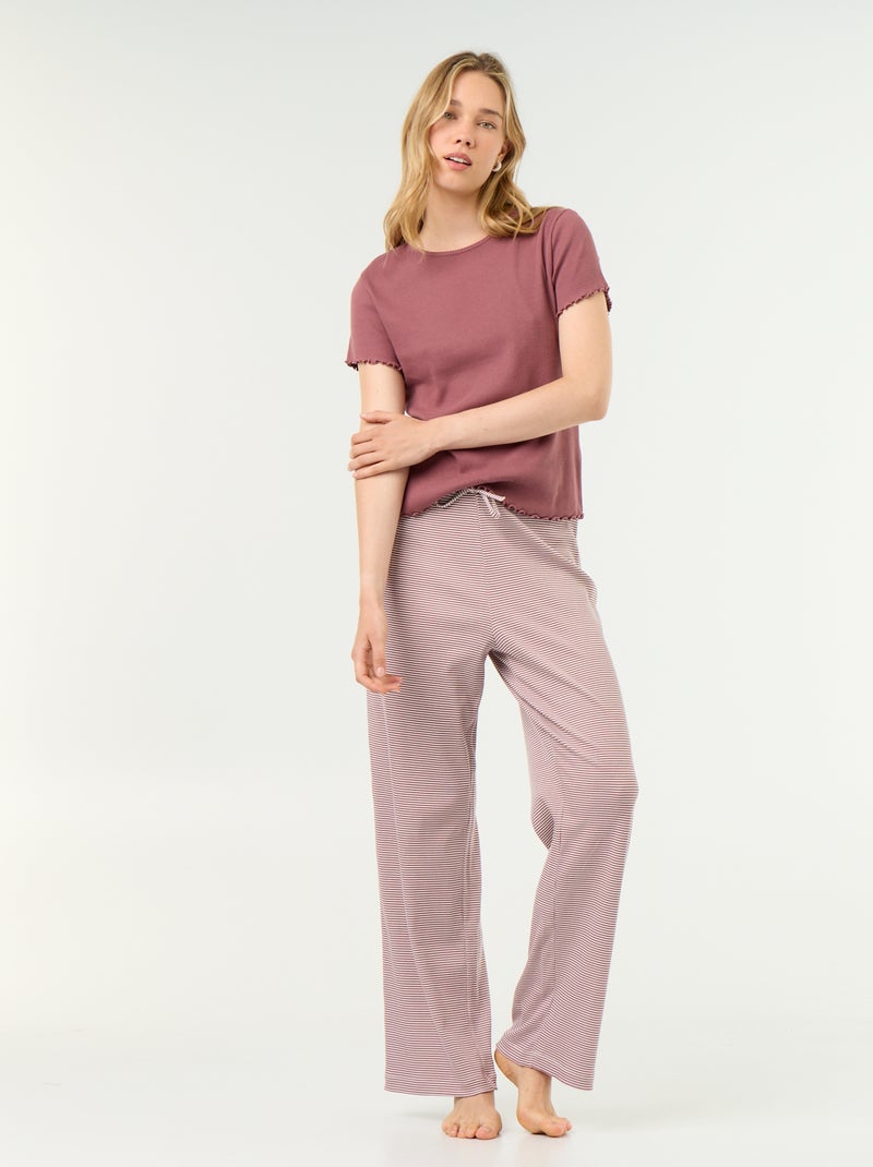 T-shirt pigiama in maglia a costine Rosa - Kiabi