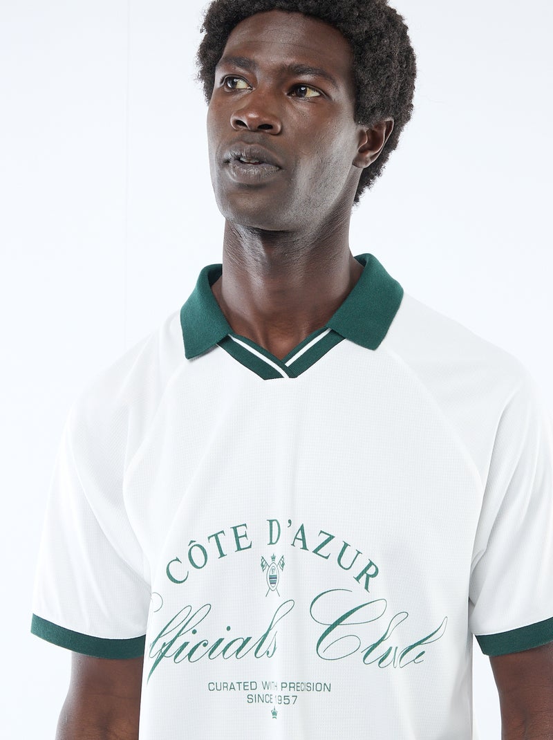 T-shirt polo imprimé à message Blanc - Kiabi