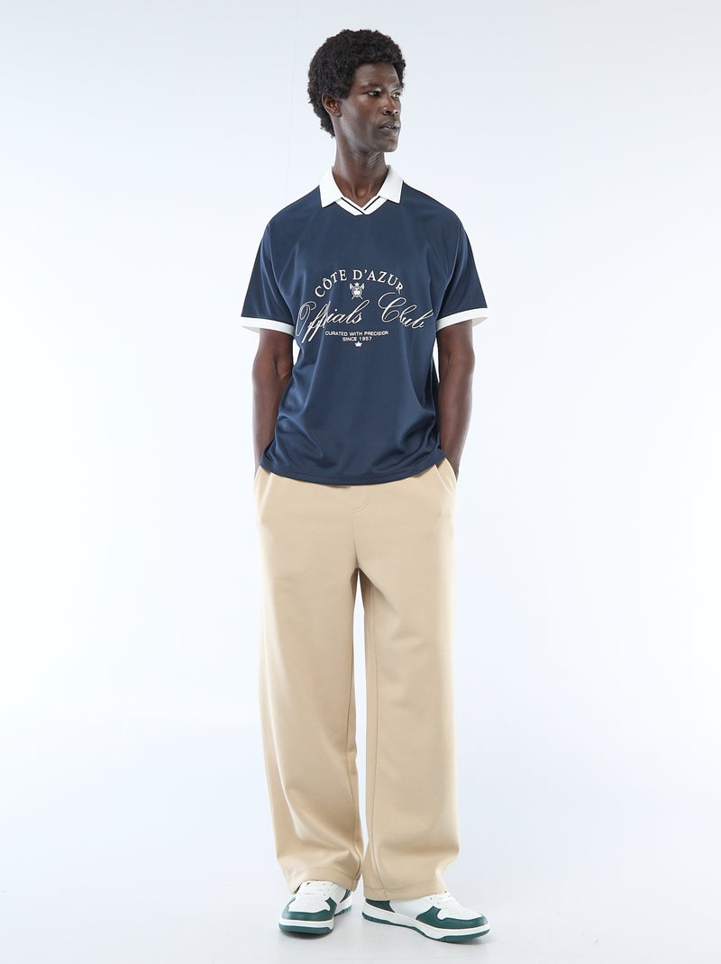 T-shirt polo imprimé à message Bleu - Kiabi