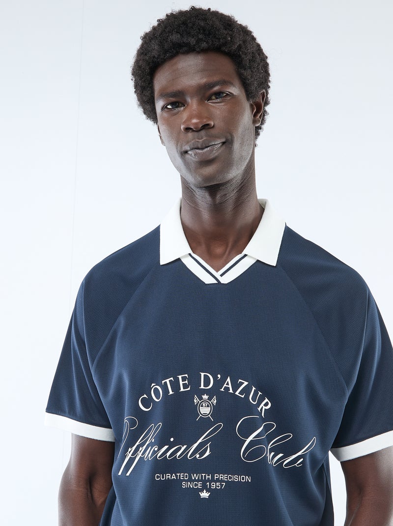 T-shirt polo stampato con messaggio Blu - Kiabi